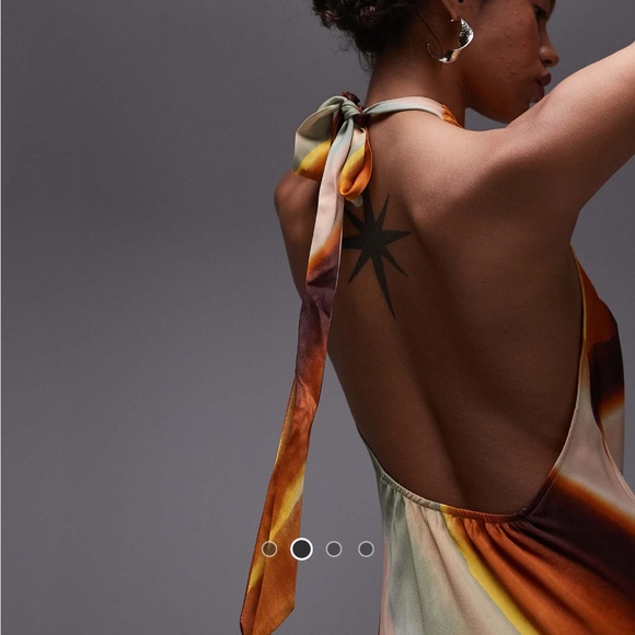 Topshop Halter Neck Maxi Dress in Orange Stripe - Picture 2 of 4